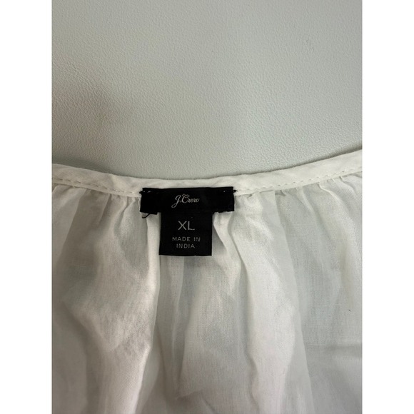 J.Crew White Eyelet Lace Balloon Sleeve Tunic Cover Up Womens XLarge - Picture 3 of 8
